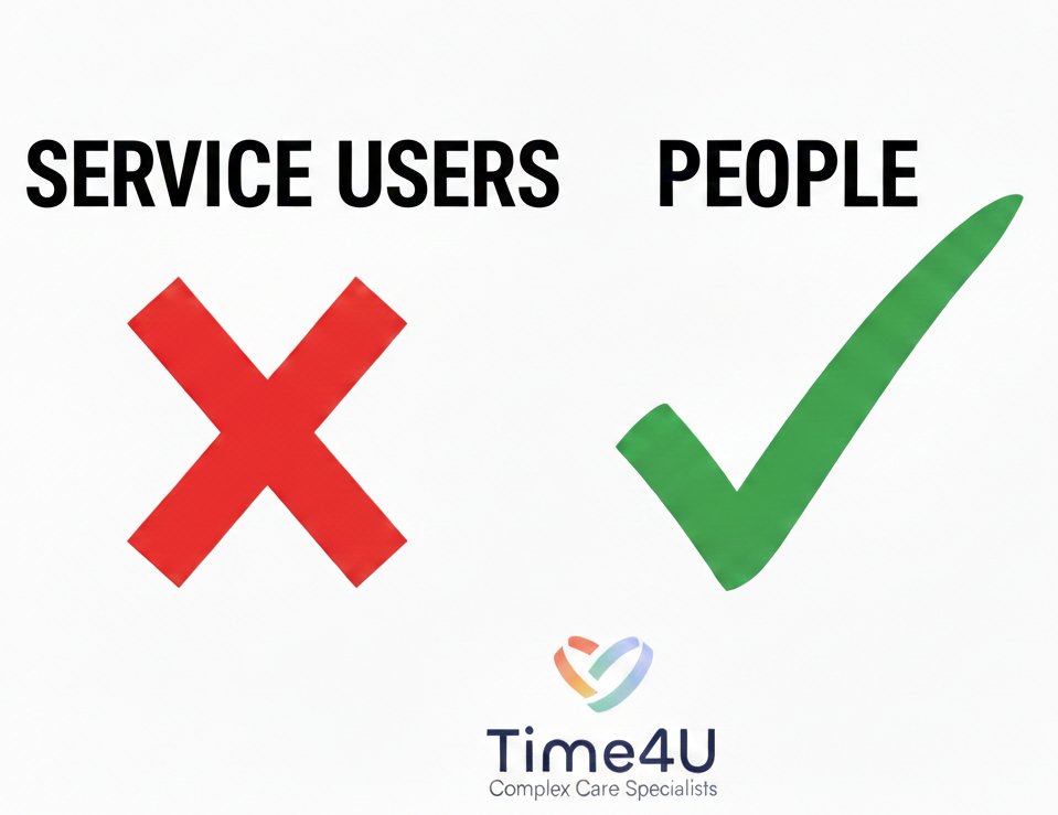 Words matter.

People aren’t “service users” first, they’re ALWAYS people first.

Person-centred language reflects person-centred care.
#SupportedLiving #WeCare #PersonCentred