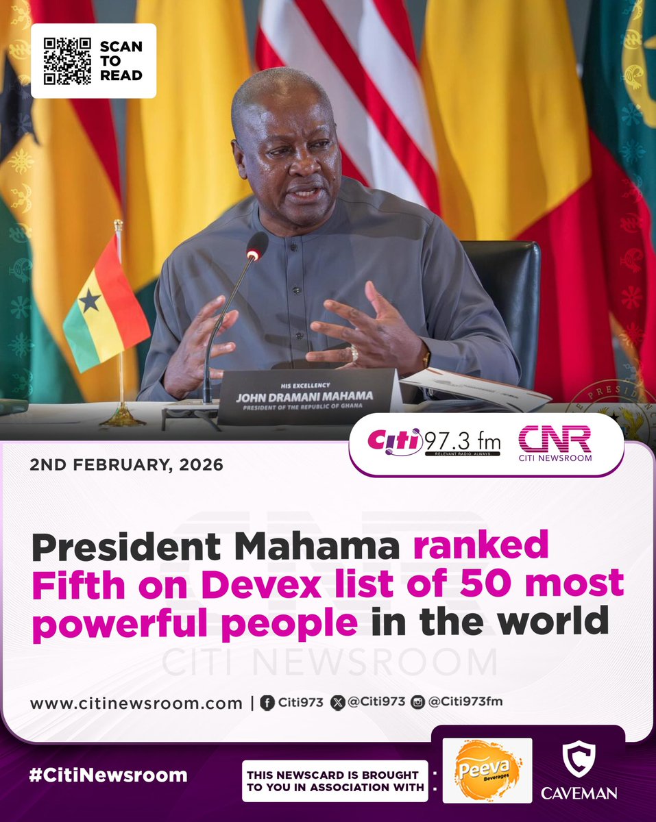 President Mahama ranked 5th most powerful People in the World!