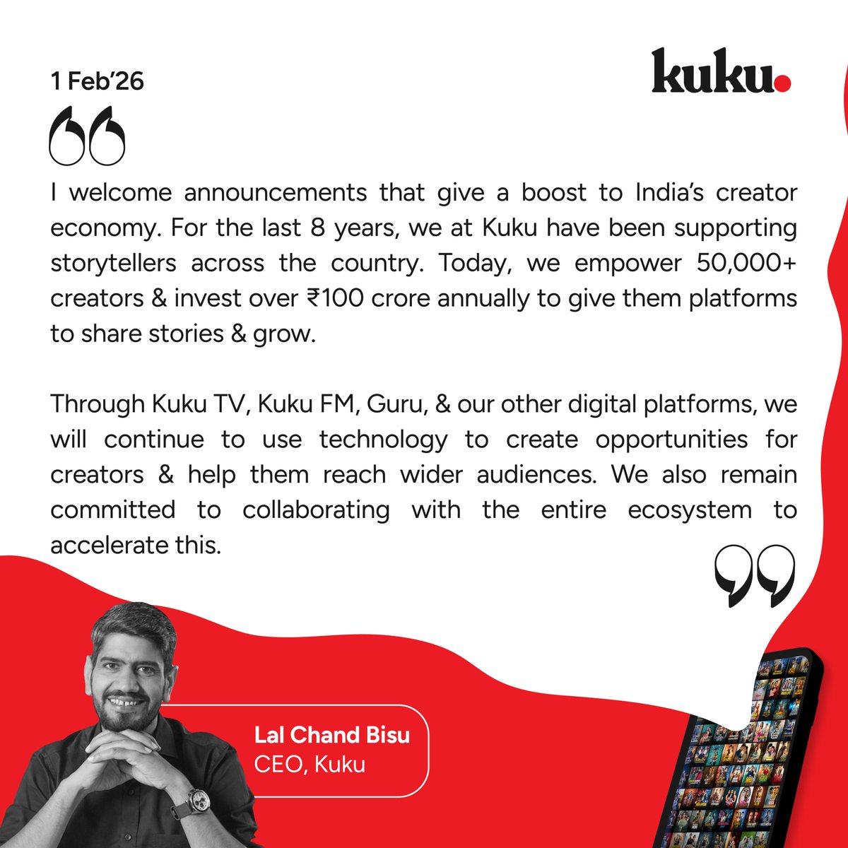 Message from our CEO <a href="/lcbisu/">Lal Chand Bisu</a> on yesterday's announcements regarding India's creator economy.