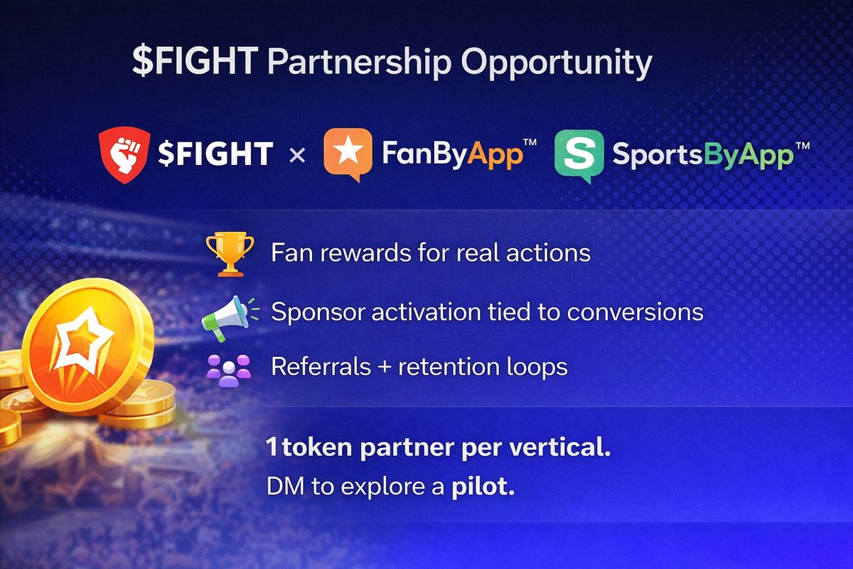 CityByApp® is tracking $FIGHT for more than price action — the engagement + community mechanics fit where sports fandom is headed.

We’re exploring a 90-day pilot with FanByApp + SportsByApp to prove utility:

• fan rewards for real actions
• sponsor activation tied to