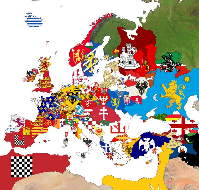 L’Europe et l'Afrique du Nord en 1215