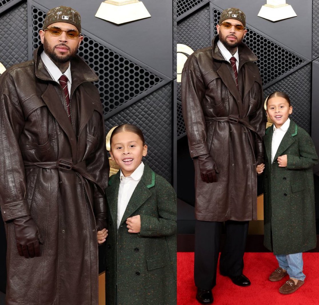 Chris Brown brought his son with him to the GRAMMYs