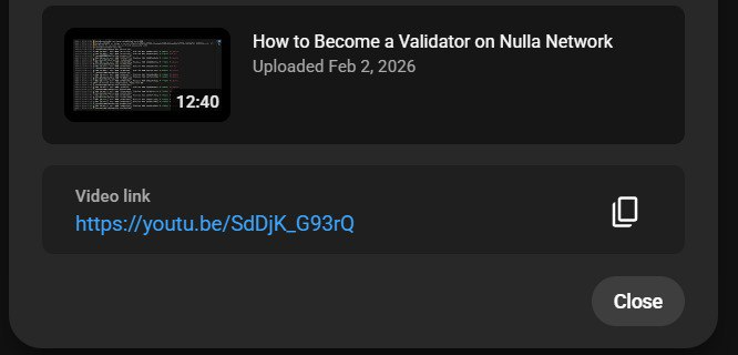 NullaNetwork's tweet photo. Hello everyone,

Keep your notifications on!
The How to Become a Validator on $Nulla Network video is going live soon!

https://t.co/IfcuQqNffy https://t.co/3c0CGpVRuY