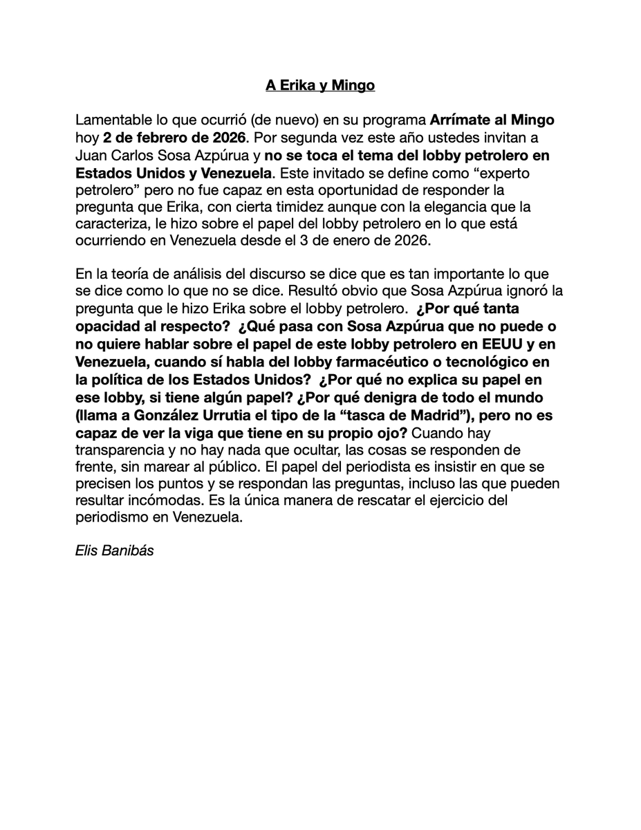 EBanibas's tweet photo. @ementov @mingoteve de un escucha rutinario que hace preguntas, a veces incómodas. https://t.co/1CkVL8WTCL