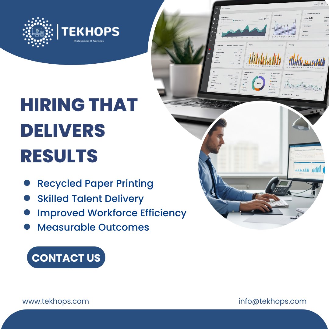 tekhopscom's tweet image. Hiring That Delivers Results

•  Quality Over Quantity Hiring
•  Skilled Talent Delivery
•  Improved Workforce Efficiency
•  Measurable Outcomes

info@tekhops.com
tekhops.com

#ResultsDriven #StaffingSuccess #HireRight #WorkforceEfficiency #TEKhops #USA #India