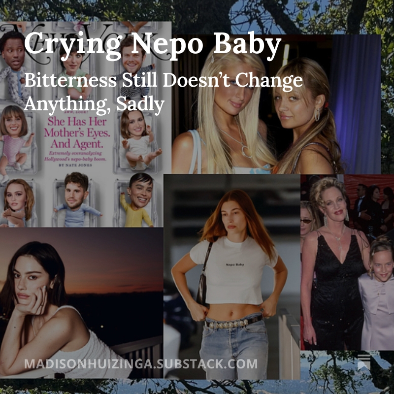 New! ⭐️ Teenage nepotism in Seattle, adult nepotism in LA, and why “crying nepo” is perhaps becoming gauche 💌 Hope you enjoy it! madisonhuizinga.substack.com/p/crying-nepo-…