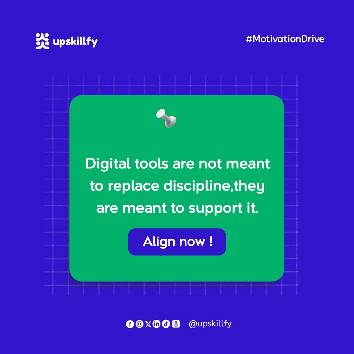 upskillfy's tweet photo. Digital tools won’t save you without discipline.
They’re here to support the work, not skip it.
Align your habits. Then align your tools.
#MotivationDrive #Upskillfy #Productivity #Discipline #GrowthMindset https://t.co/sEkuvRaNzS
