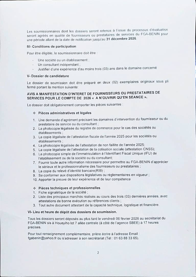 fgabenin's tweet photo. Fonds de Garantie Automobile du Bénin.
AVIS A MANIFESTATION D'INTERET https://t.co/UMmGOo2Ord