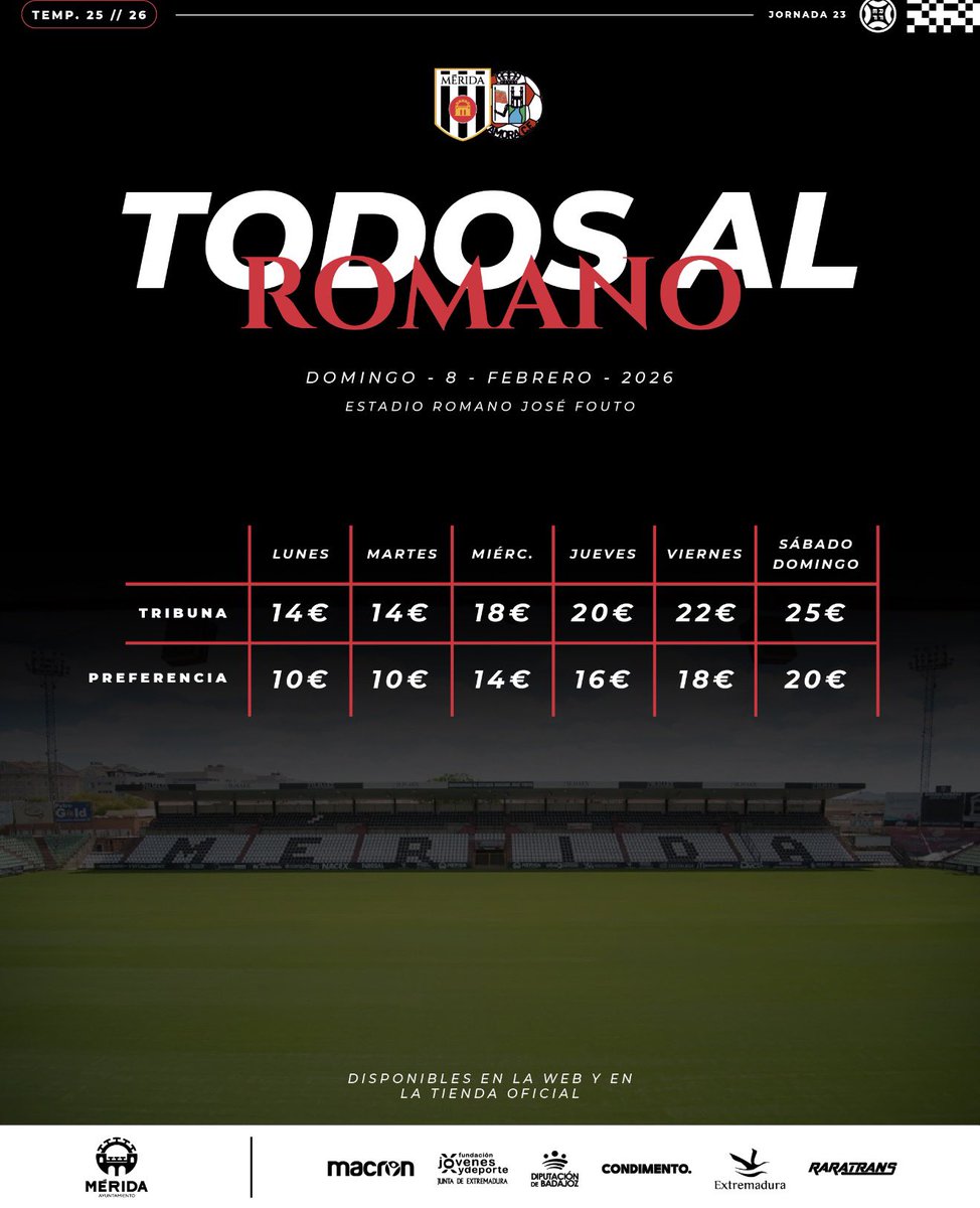 Merida_AD's tweet photo. 💥 𝐄𝐒𝐂𝐀𝐋𝐀𝐃𝐀 𝐃𝐄 𝐏𝐑𝐄𝐂𝐈𝐎𝐒 🏔️

🎫 Ya a la venta las entradas del #MéridaZamora

📲 https://t.co/fgqYmy6Yhb https://t.co/qxWKKxpXZq