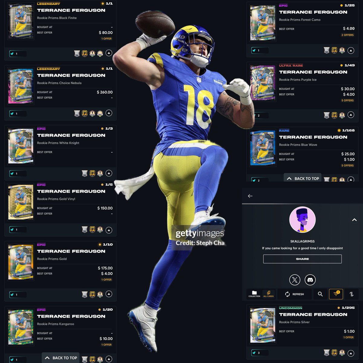 Collector spotlight: Skalla <a href="/DevsNeverPickMe/">Skallagrimss | Panini Degenerate</a> 

On #PaniniBlockchain, same card can be in diff tiers/effects.

Collect 1 tier each=rainbow chase.

Special serials=premium. 

Match serials=fun.

Rainbow of special serial match (1/)=insane. 

👏🥂! JC pulled most too.

[BC 78/1959]