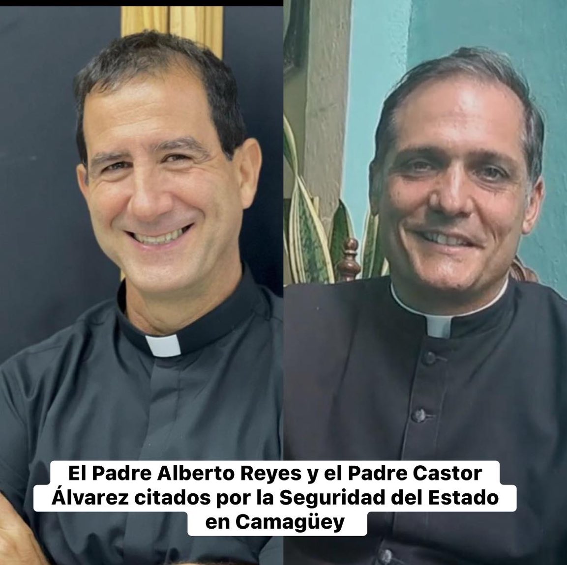 Dos de mis compañeros de Seminario en Roma, el padre Alberto Reyes (izq.) y mi amigo el padre Castor Álvarez (der.) han sido interrogados por el Estado cubano por criticar o cuestionar al régimen comunista. Dios proteja a estos valientes e íntegros sacerdotes. Pido oración por