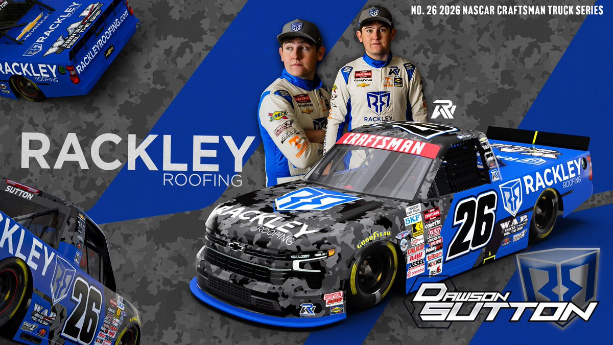 Rackley_WAR's tweet photo. A new look for @dawsonsutton_’s Rackley Roofing #26 in 2026. 
📍@DAYTONA  2.13.26 https://t.co/qJzD6ORRCl