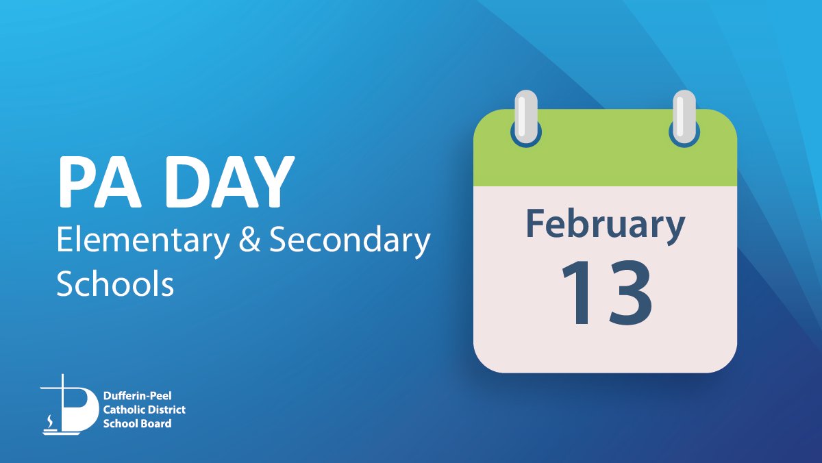 REMINDER: Friday, February 13 is a PA Day for DPCDSB Elementary and Secondary schools. 

PA Day Descriptor: dpcdsb.org/download/546700

View the 2025-2026 School Year Calendar: dpcdsb.org/SchoolYearCale…
