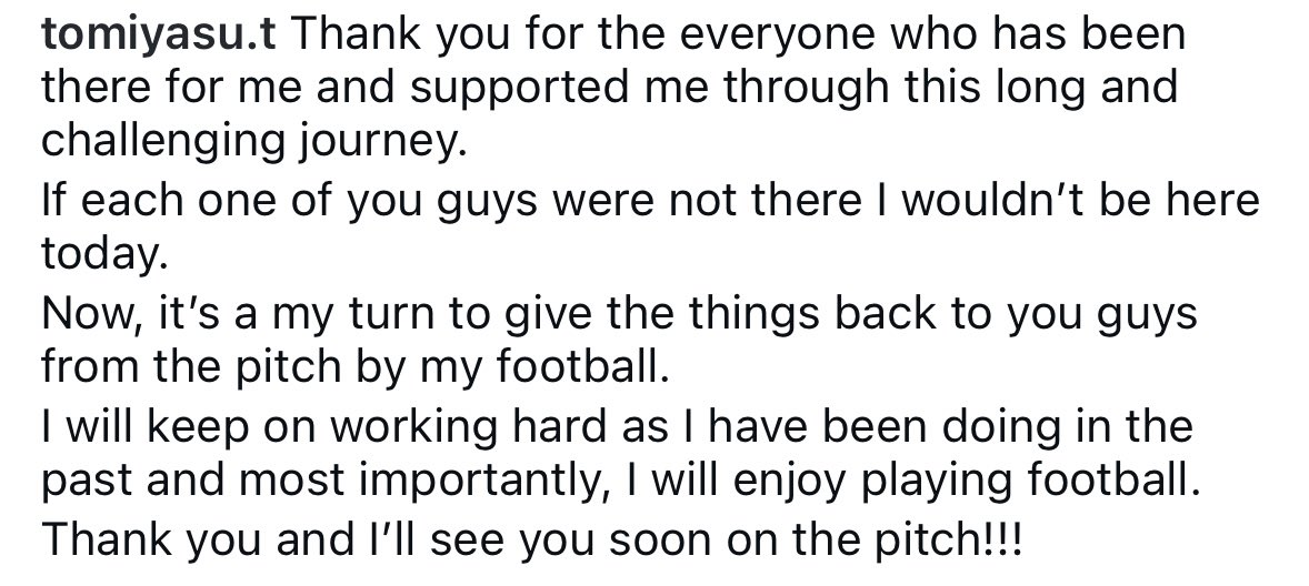 afcstuff's tweet photo. 📲 Takehiro Tomiyasu on Instagram, after making his debut for Ajax, his first appearance since October 2024. ❤️🇯🇵

🗣️ “If each one of you guys were not there, I wouldn’t be here today. Now, it’s my turn to give back to you guys from the pitch by my football.” https://t.co/zGXZAcb7Aq