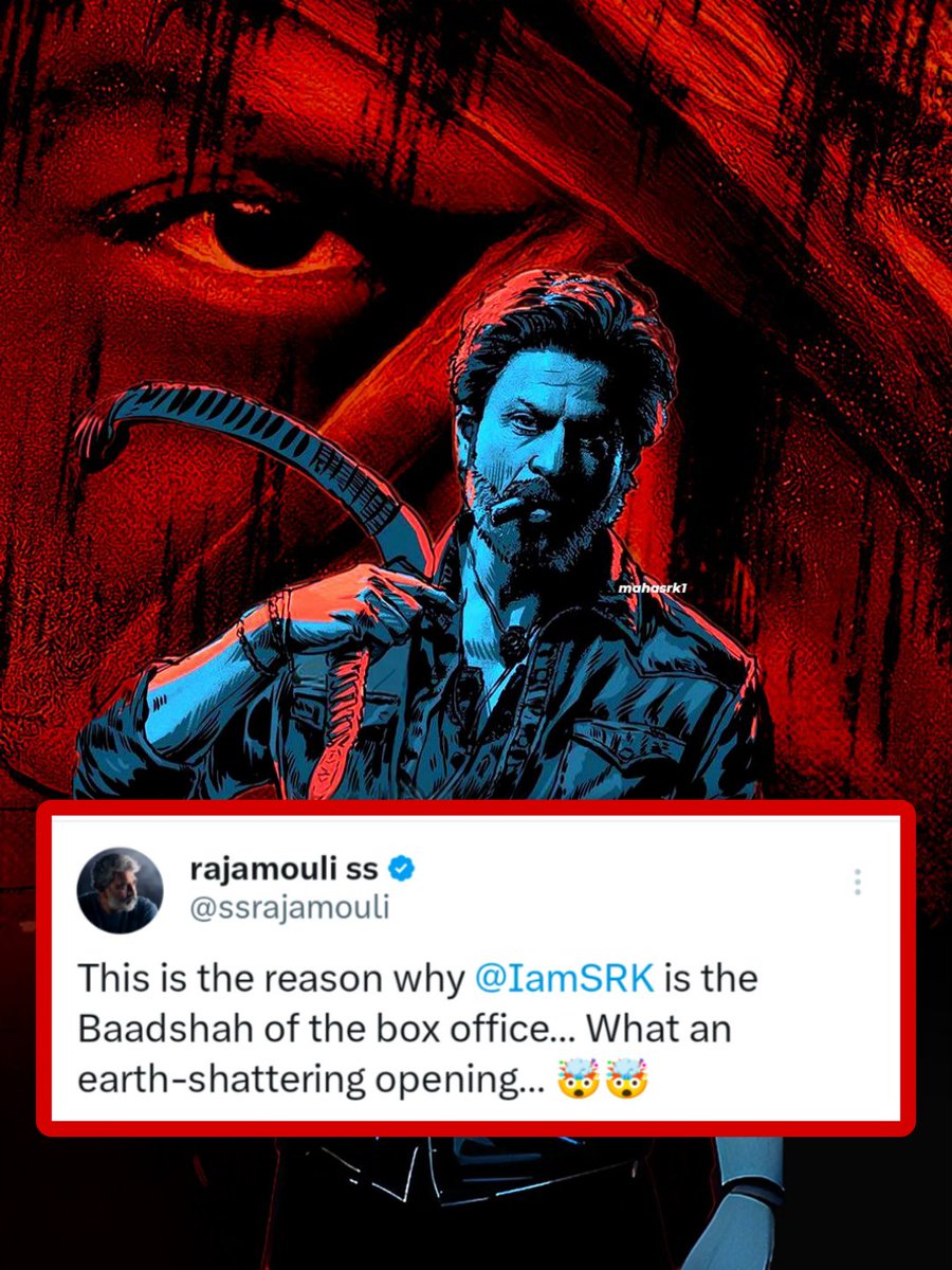 real_hulk_sid's tweet photo. When India’s BIGGEST director calls you the KING of the Box Office 👑

❌ No Paid Premiere (Overseas)
❌ No Paid Premiere (Domestic)
❌ No Ticket Price Hike
❌ No Religion Angle
❌ No Holiday Release

✅ ONLY PURE STARDOM

This is the power of INDIA’S BIGGEST SUPERSTAR @iamsrk 👑 https://t.co/59dehjF2IZ