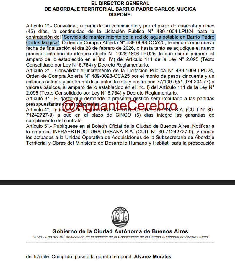 230 millones de pesos más para la luz y el agua de la villa 31.