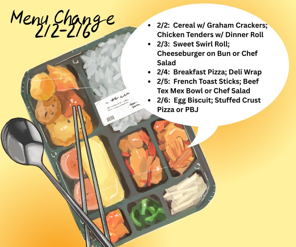 CCPSYES's tweet photo. Menu Change 2/2-2/6 https://t.co/ZMnpCwR03A https://t.co/GOoxF9cx0a