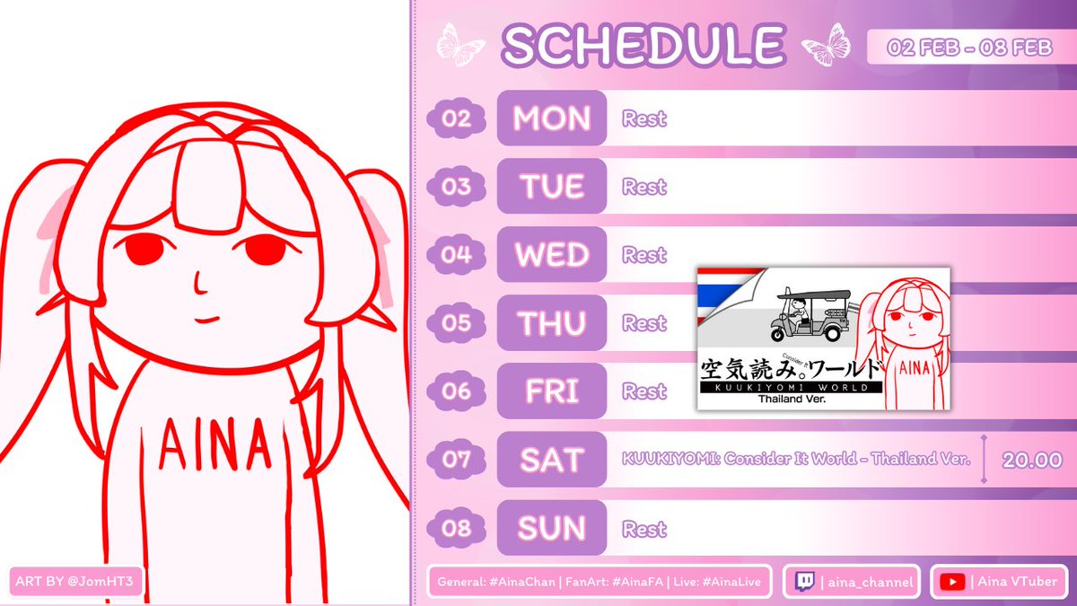 aina_vtuber's tweet photo. ₍⑅ᐢ..ᐢ₎♡ ตารางไลฟ์อาทิตย์นี้ / Stream Schedule ♡

7/2 20.00 (GMT+7) : KUUKIYOMI: Consider It World - Thailand Ver.

ขอบคุณแฟนอาร์ทสวยๆจาก @JomHT3 ด้วยนะคะ💖

🔗Live on : https://t.co/Ki3CPA7UTT

#Vtuber #VtuberTH #AinaLive https://t.co/hTWweBmGv4