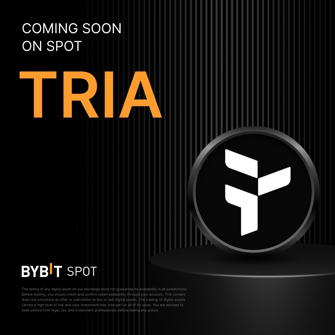 📣 $TRIA is coming soon to the #BybitSpot trading platform with <a href="/useTria/">Tria</a>. 

Tria is a self-custodial neobank that unifies spending, trading, and earning across all chains, without bridges, gas, or custodians.

Do a Lens Deep Dive: i.bybit.com/NfabtHP