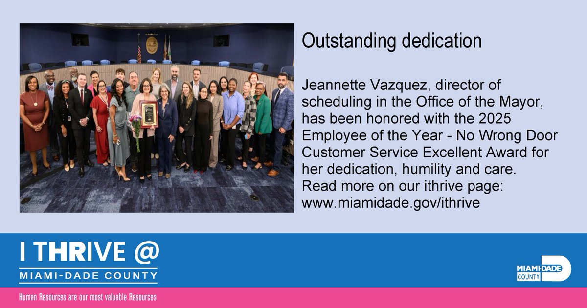 #Congratulations to Jeannette Vazquez for being recognized as the 2025 Employee of the Year - No Wrong Door Customer Service Excellence Award.

#WorkHereThriveHere