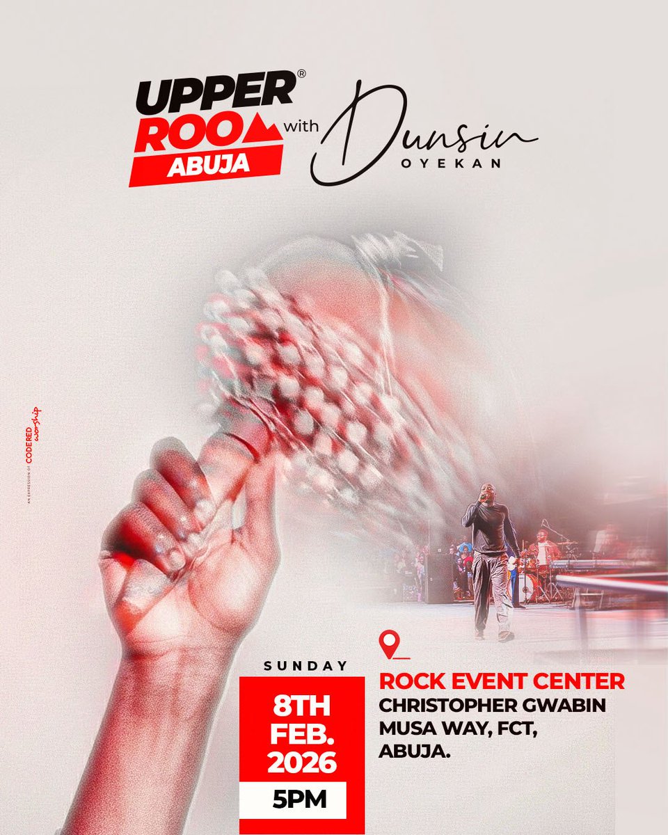 UPPER ROOM ABUJA this SUNDAY!!!

Generation intimacy! See you there... 

Kindly share and tell everyone...