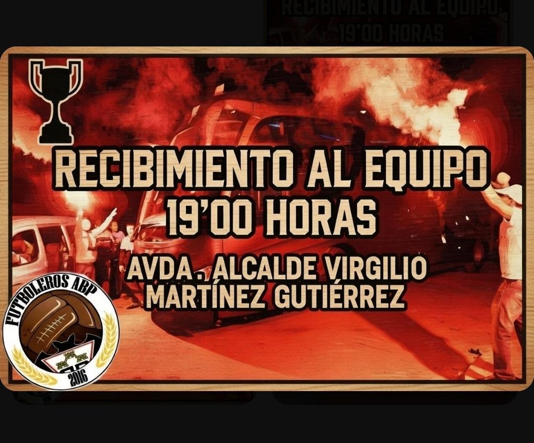 Albacetista, prendamos la llama de la victoria...

RECIBIMIENTO AL EQUIPO 

📍 Avda. Alcalde Virgilio Martínez Gutiérrez 
🕖 19'00 horas
🧨🧨🔥🔥🚌🔥🔥🧨🧨

#OnlyABP #AnimaAlEquipoDeTuCiudad #DaleAlegriaAMiCorazon