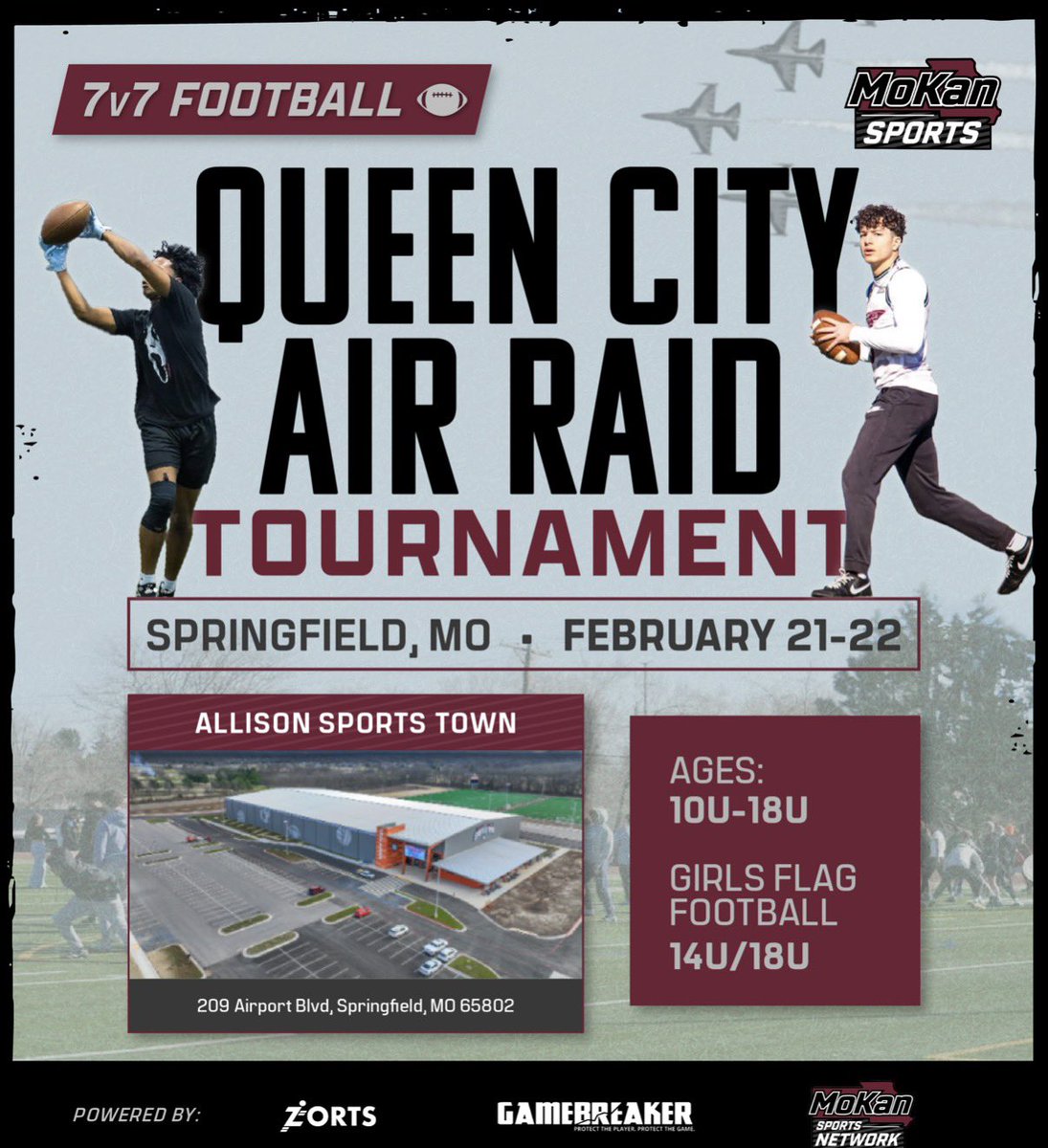 🏈 NEXT UP on the MoKan 7v7 calendar

🏛️ Capital City Showdown | Feb 14–15 | Topeka, KS

✈️ Queen City Air Raid | Feb 21–22 | Springfield, MO

Register: mokansports.org/schedule