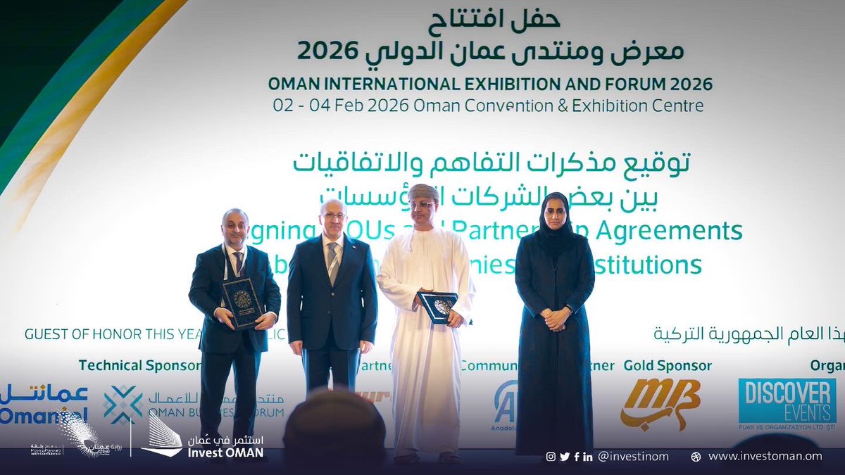 Investinom's tweet photo. Oman International Exhibition & Forum 2026 #OMNEX, engages global markets, opens new pathways for investment and trade, and builds partnerships based on real collaboration.
#InvestOMAN https://t.co/ygC9R29s2t
