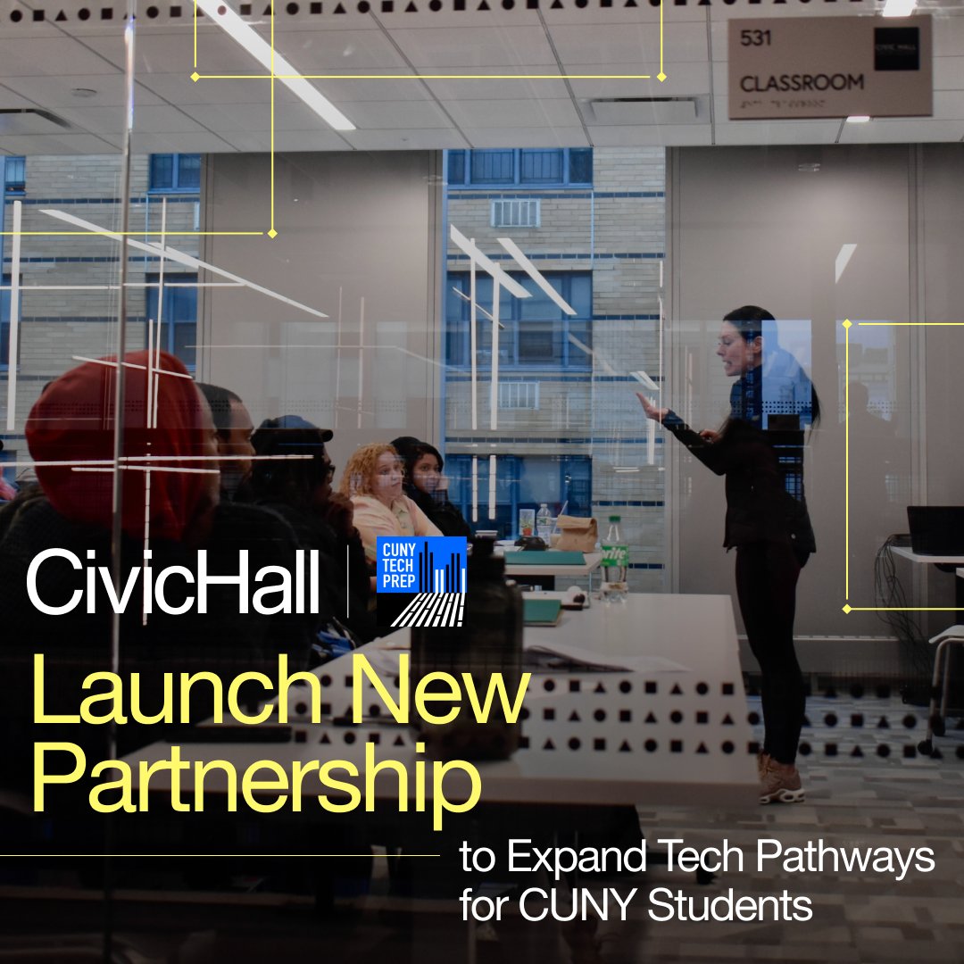 CivicHall's tweet photo. We are thrilled to announce our new partnership with CUNY Tech Prep - expanding access to tech career pathways and connecting college students with employers and innovators at our Union Square location.

Learn more: https://t.co/XmopRPhp2b https://t.co/0TIDFmRQ5J
