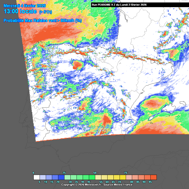 Además de las lluvias, tocará vigilar la nieve y o el viento. 

Los espesores en zonas de alta montaña, especialmente en Gredos, pueden ser muy importantes (en torno a 1 metro).

Acumulaciones de nieve previstas y probabilidad de superar 80 km/h de racha hasta el miércoles.