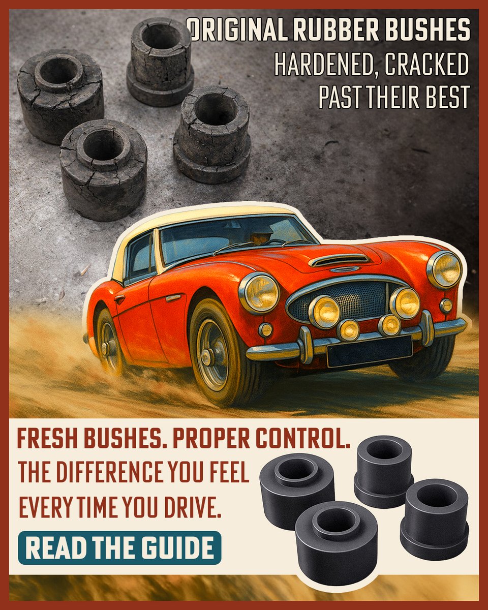 Tired suspension bushes can undo steering feel, braking stability, and handling without making a fuss about it.

If your Healey or Midget feels vague or inconsistent, this guide explains what to look for and what actually helps.

Read the guide: visit.ahspares.co.uk/x-290126