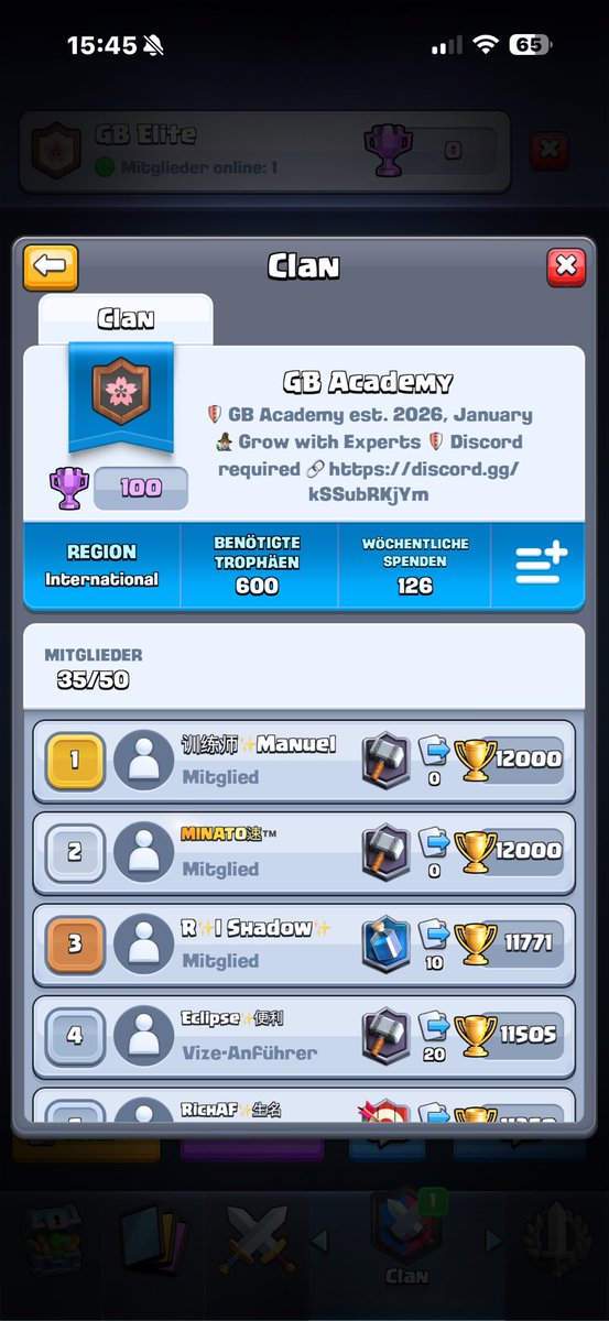 Are you looking for a clan?

You've come to the right place!

Whether main account or 2. Acc

Whether good or bad.

Get in touch now!

Rewards will be available in both clans!

Information by dm📱