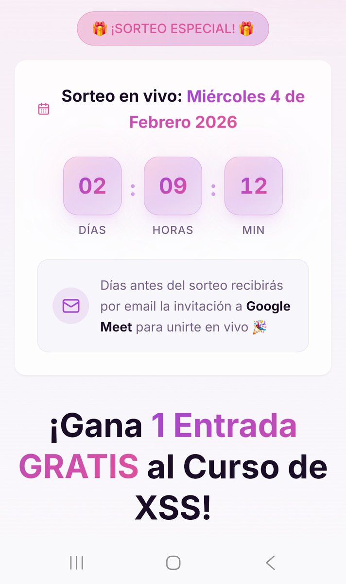 Yess_2021xD's tweet photo. Solo restan 2 días para el sorteo del taller en vivo de 2 dias de XSS de 0 a intermedio, ¿ya participaste? Más información de la dinámica en https://t.co/SIDdVt1D7O https://t.co/ZidSDHnVCs