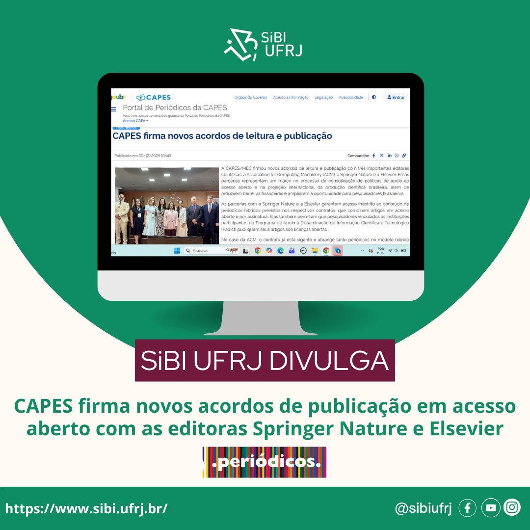 bc_ccmn's tweet photo. CAPES firma novos acordos de publicação em acesso aberto com as editoras Springer Nature e Elsevier
Veja como a comunidade acadêmica @ufrj  irá se beneficiar:

https://t.co/rmaywXxeku https://t.co/Pd4LoAQfGZ