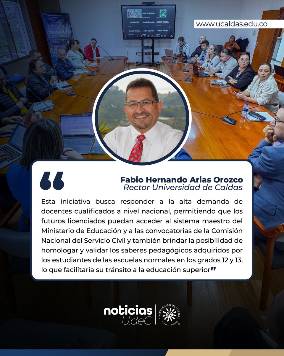 udecaldas's tweet photo. Universidad de Caldas impulsa alianza con escuelas normales para llevar licenciaturas a los territorios.

Toda la información aquí: https://t.co/DCrVREe0UK https://t.co/6UQJL7mBlx