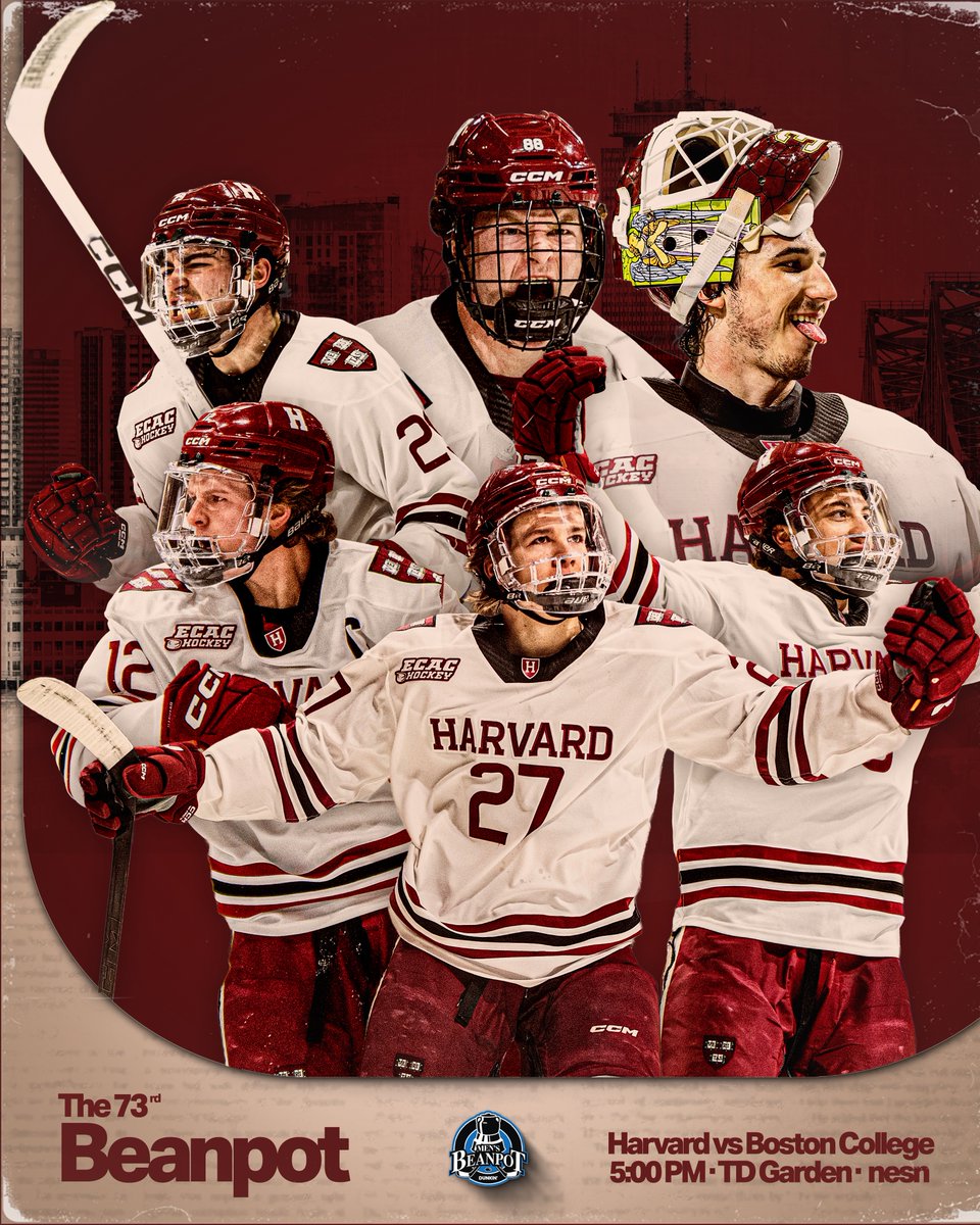 HarvardMHockey's tweet photo. Crimson and Eagles on a Monday evening 🔴

🆚 Boston College 
⏰ 5:00 PM 
📺 @NESN 
💻 https://t.co/uPKcedPQtX
📊 https://t.co/zYViBtRJSi
🇨🇦 TSN+
#GoCrimson | #OneCrimson https://t.co/Kveh3VE6o6