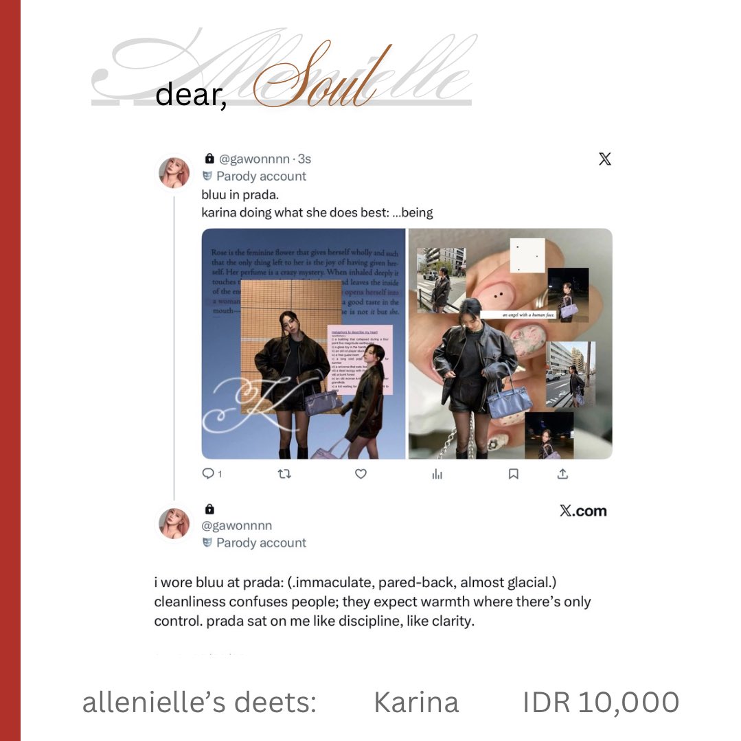 Soilenielle's tweet image. 1 Upchar Karina ready-stock 

♥︎: Karina (latest instagram updates) 
💰: on pict ya. 

Please help to repost, xx.

#zonauang  #zonajajan