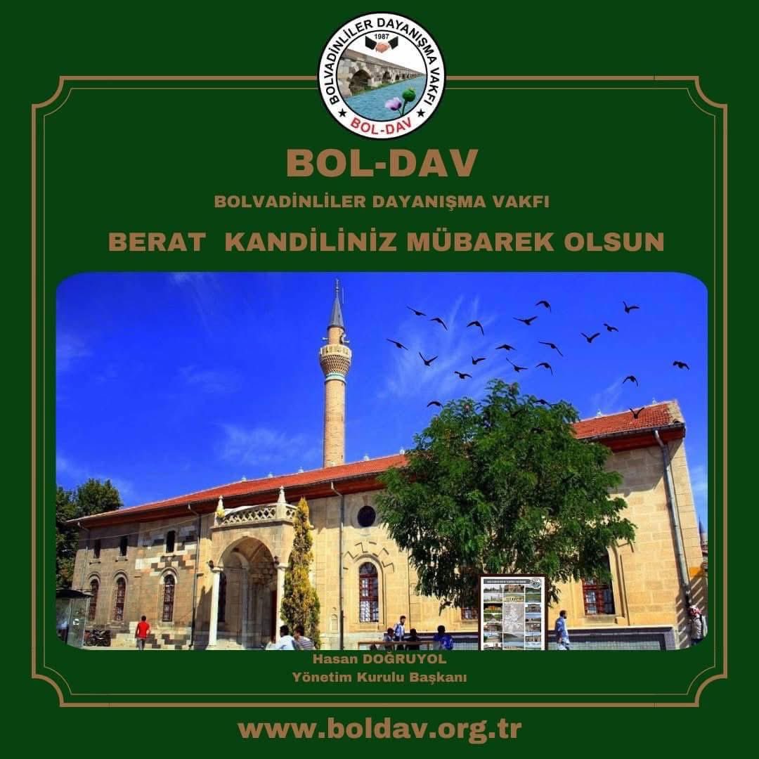 BERAT GECESİ: AF VE MAĞFİRET GECESİ MÜBAREK OLSUN 
Rabbimizin rahmeti ve mağfireti üzerimize olsun.
Berat Kandiliniz mübarek olsun.

BOL-DAV
Bolvadinliler Dayanışma Vakfı

boldav.org.tr

#boldav #Bolvadin #Ankara #Afyonkarahisar #BeratKandili #Dua #öneçıkar
