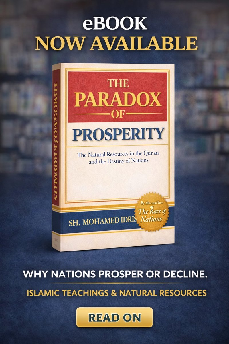 Sh_Idris's tweet photo. My new book “The Paradox of Prosperity” Natural Resources in the Qur’an and The Destiny of Nations, is now available as ebook in Amazon. The book discusses the natural resources as mentioned in  some sura’s of the Qur’an, and how nations differ to benefit and prosper or decline and fall? You can download thru: https://t.co/RH57MHQ815