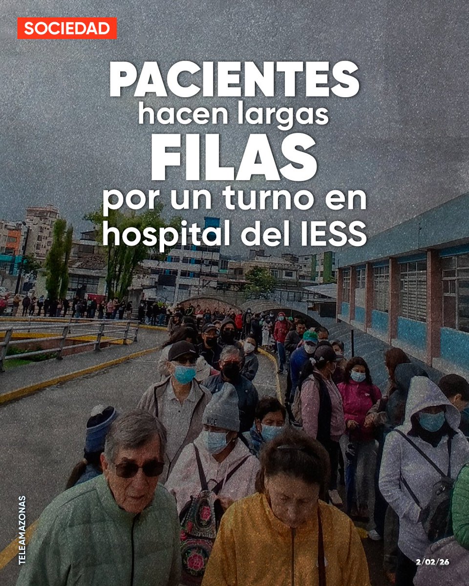 Cientos de pacientes hacen fila en el Hospital Carlos Andrade Marín, en Quito, para conseguir un turno. Detalles en el link f.mtr.cool/vbsgjrafkc