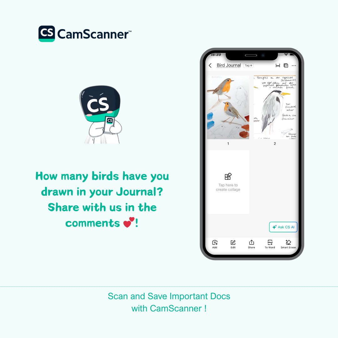 CamScanner's tweet image. Let’s celebrate the World Wetlands Day with CamScanner! Digitalize your Birdwatching Journals and carry them everywhere! #camscanner #scannerapp #saveimportantdocsincamscanner #worldwetlandsday #birdjournals