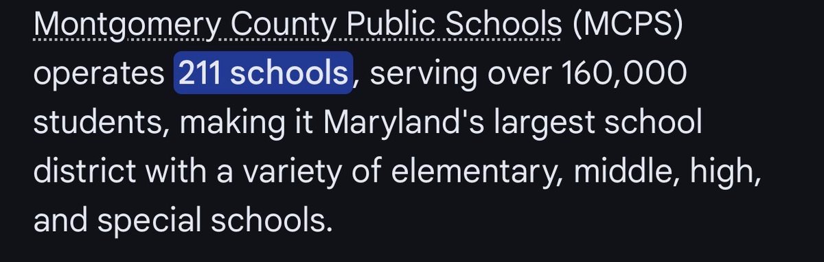 bornada1's tweet photo. @JoshVal63337684 @MCPS 70 schools vs 211? https://t.co/rPCr05hqoR