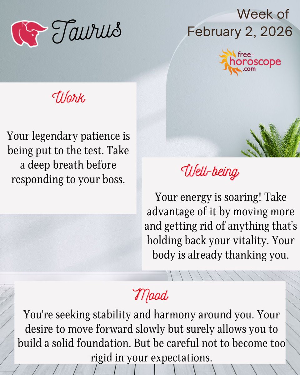 Horoscope_Free's tweet photo. February opens with a gentle energy 🌸🕊️. The first week encourages you to listen to your intuition 🌙 and reconnect with what truly matters 💫. Discover the weekly horoscope for February 2, 2026 🔮!
Have a wonderful day ☀️

https://t.co/2AVyUdXYU0
#horoscope #astrology https://t.co/q1si5YG6mt