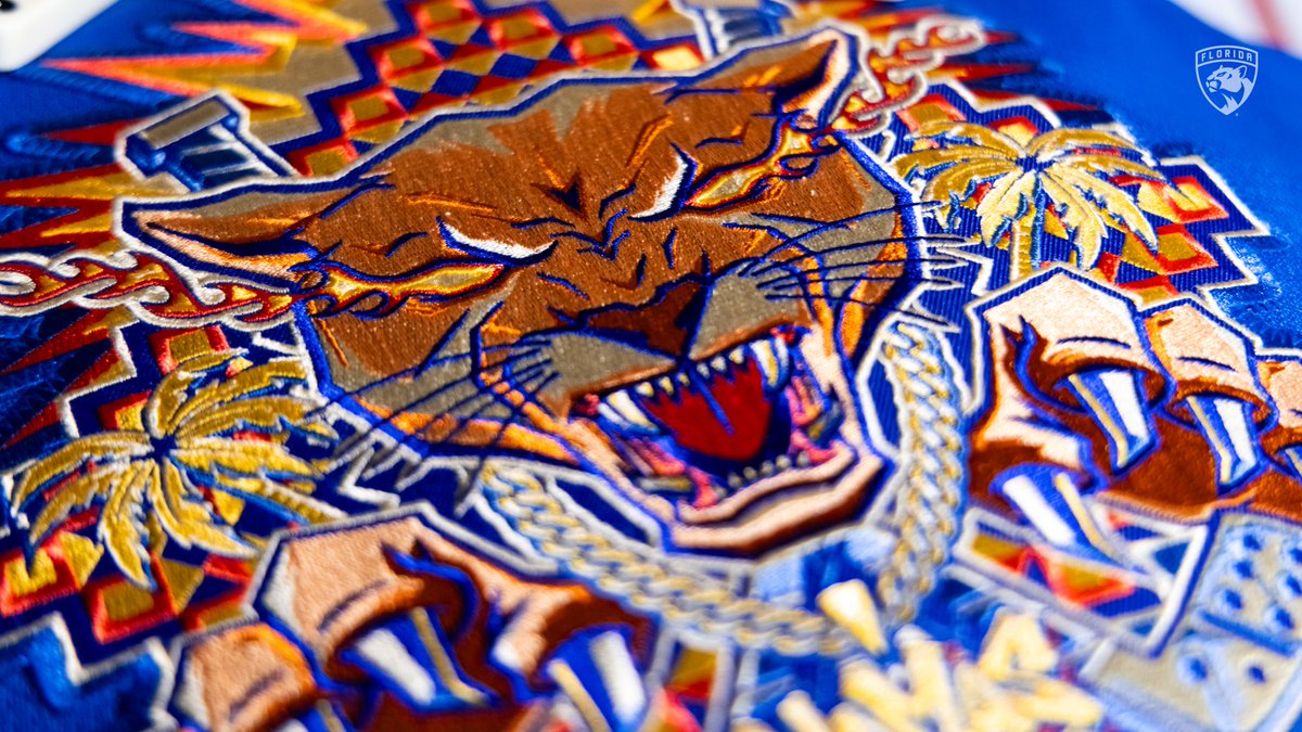 FlaPanthers's tweet image. Turning up the heat 🔥

This year's Vamos Gatos jerseys, designed by the very talented Rekal!