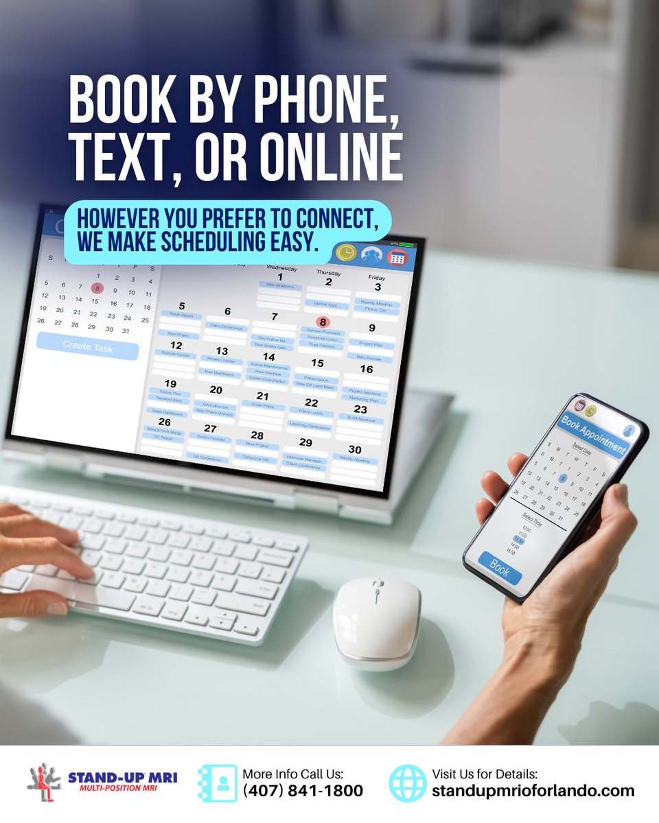 StandUpMRIofFL's tweet photo. Scheduling your MRI shouldn’t feel complicated. 

Whether you prefer to discuss it in person, send a quick message, or book online at your convenience, our team is ready to help every step of the way. 

☎️(407) 841-1800
🔗https://t.co/haDPn0wC8M https://t.co/g704xO1Aae