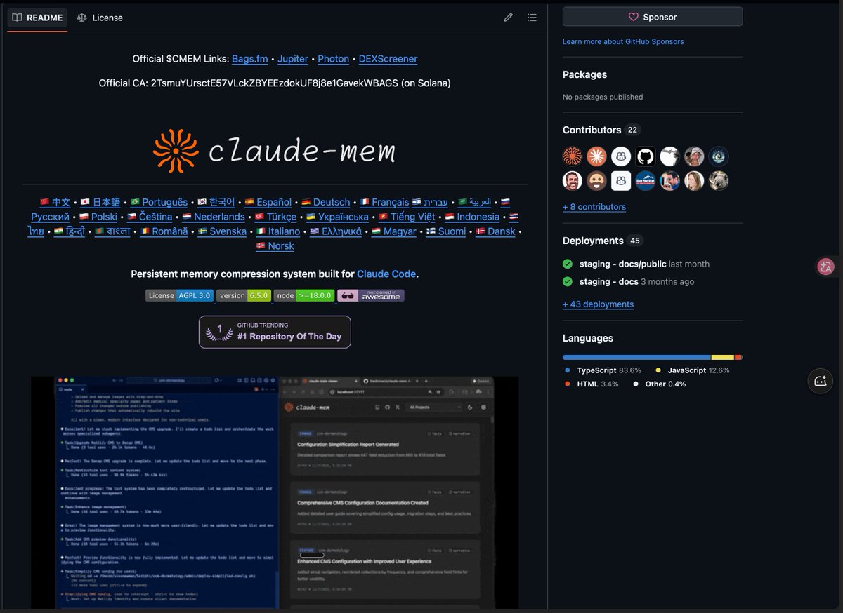 guishou_56's tweet photo. 这个 GitHub 项目 claude-mem 是近期 AI 开发者圈子里的“神器”，它解决了 Claude Code 使用中的最大痛点：上下文丢失。

Claude Code的核心痛点，每次开新 Session 都要重新解释一遍项目背景，token 烧得心疼

这个插件直接给 Claude 装上了长久记忆：
✅ 自动记忆：悄悄记录你所有的 Coding 路径和决策。 
✅ ���能压缩：用 AI 压缩上下文，Token 利用率直升 10 倍！ 
✅ 跨 Session 共享：在 Claude Code 做的计划，Cursor 里直接搜到。
✅ 本地隐私：全本地存储，不用担心代码外泄。

安装只需一行命令，从此告别上下文断片的痛苦，开发者必备，强烈建议收藏！