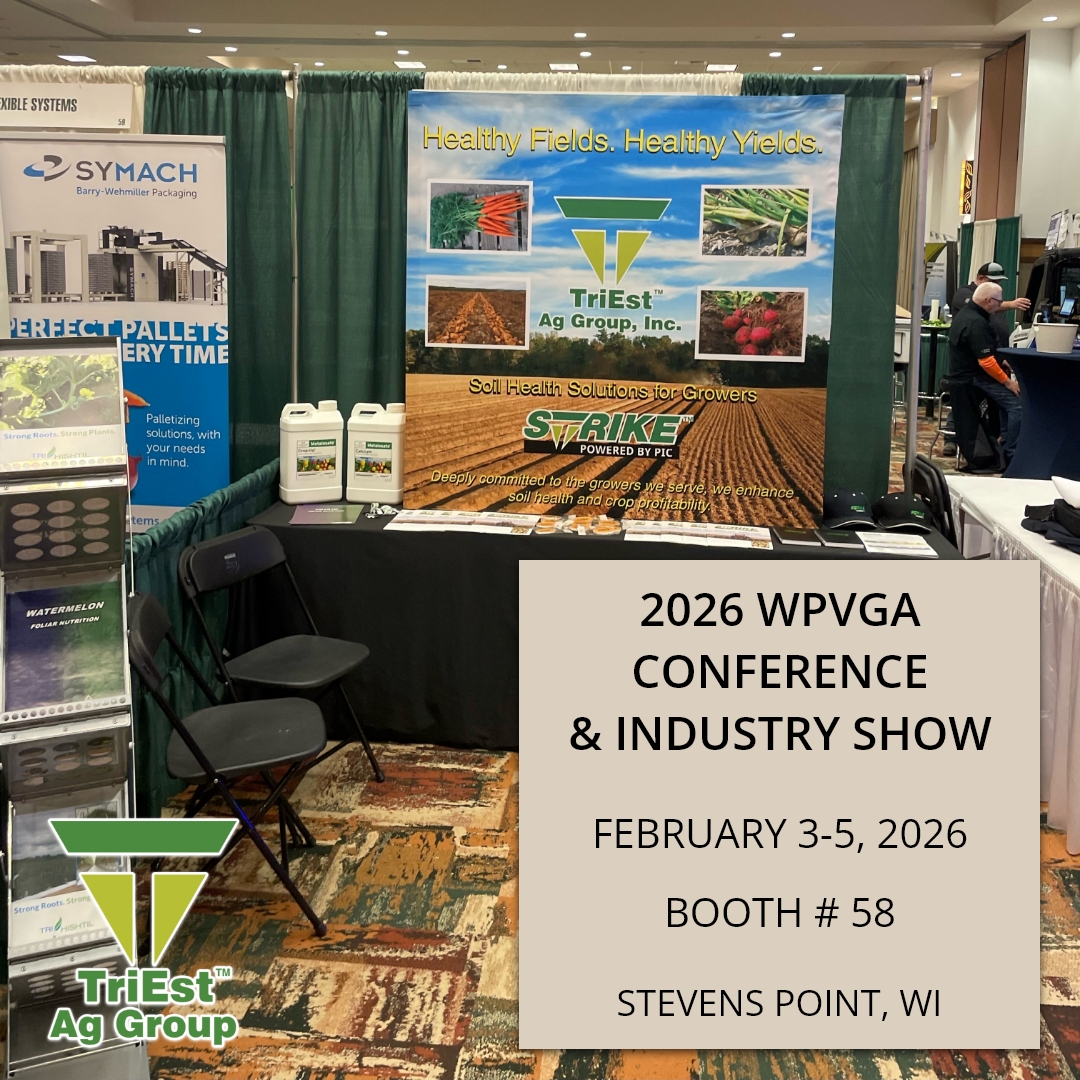 TriEst_Ag's tweet photo. Join us at the 2026 Wisconsin Potato and Vegetable Growers Association Conference and Industry Tradeshow, this week, Feb 3-5 in Stevens Point, WI. Stop by Booth #58 to discuss growing solutions for your next crop.

#WPVGA #PotatoGrowers #VegetableProduction #TriEstAg https://t.co/Y6j8p13r4a