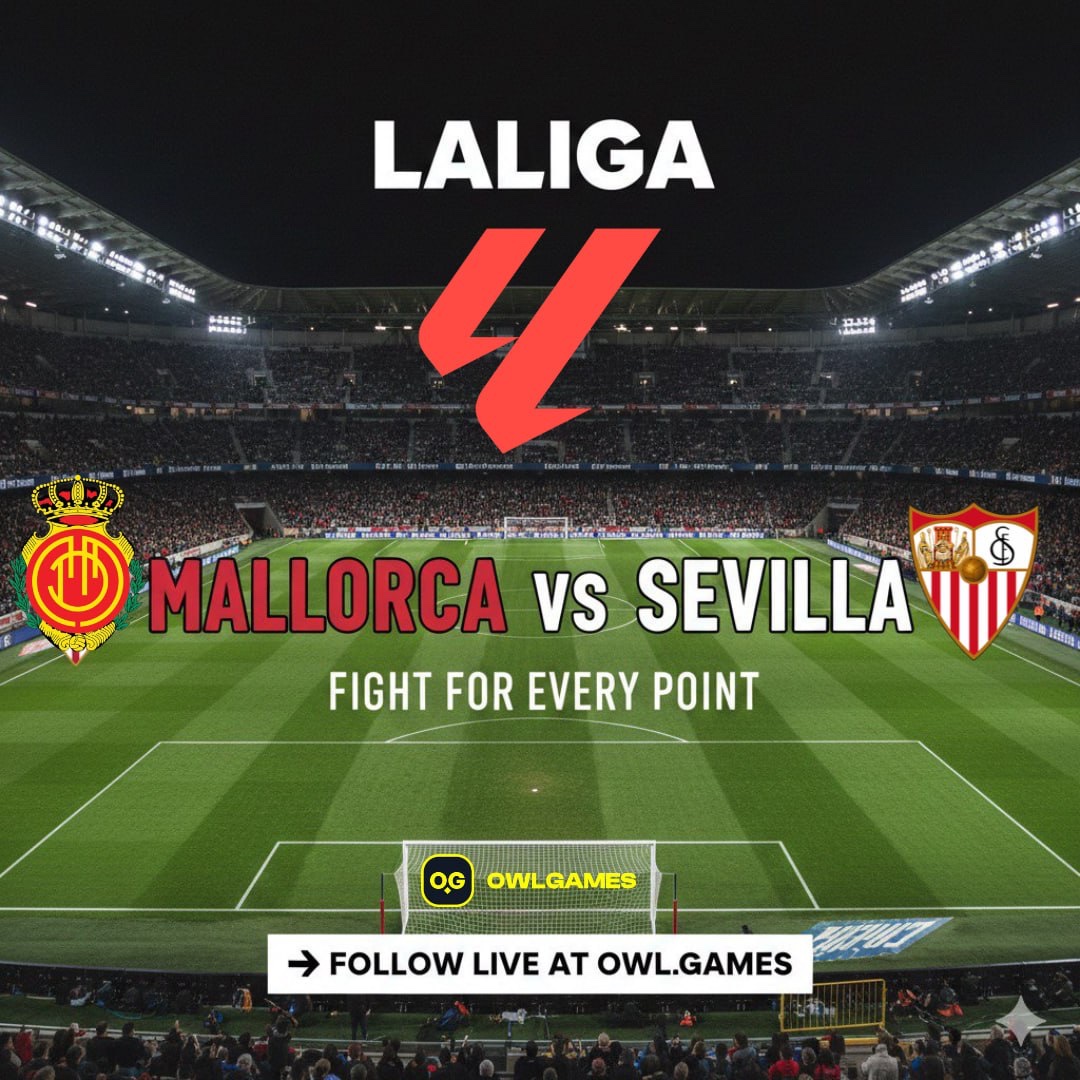 TheOwlGame's tweet photo. ⚽️ LaLiga — Mallorca vs Sevilla
A crucial LaLiga matchup with real table implications. Mallorca looks to make home advantage count as they fight to stay clear of the relegation zone, while Sevilla aims to stabilize their season and climb toward mid-table security. Expect a tense, tactical game where margins are thin and every point matters.

From a betting perspective, this fixture usually attracts action on under/over goals, both teams to score, and tight 1X2 lines, especially given the pressure and defensive focus both sides bring into these scenarios.
👉 Follow LaLiga action live at https://t.co/6cUTqLRy2w

#LaLiga #MallorcaSevilla #EuropeanFootball #FootballBetting #OwlGames