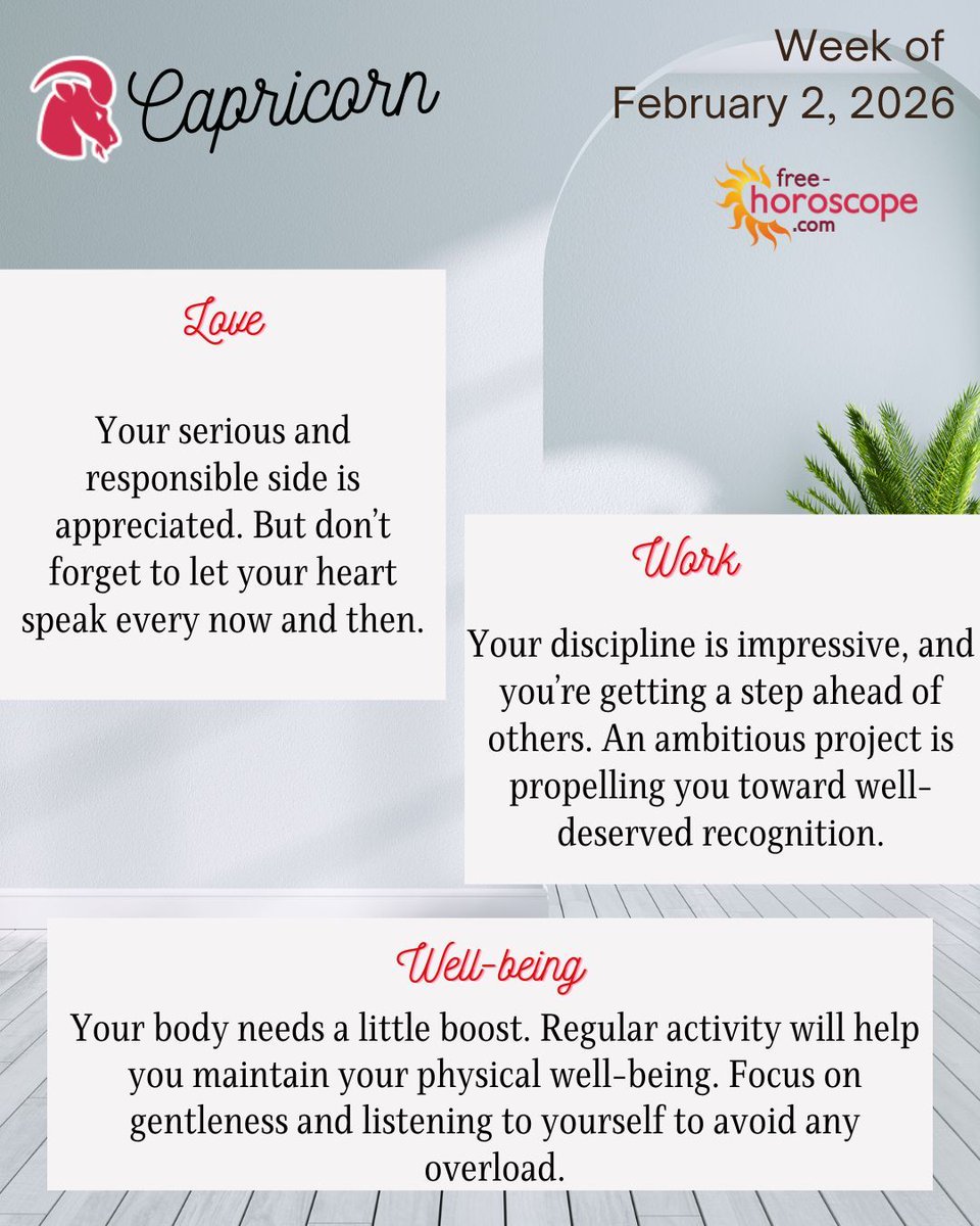 Horoscope_Free's tweet photo. February opens with a gentle energy 🌸🕊️. The first week encourages you to listen to your intuition 🌙 and reconnect with what truly matters 💫. Discover the weekly horoscope for February 2, 2026 🔮!
Have a wonderful day ☀️

https://t.co/2AVyUdXYU0
#horoscope #astrology https://t.co/N8n5CYmOQ5