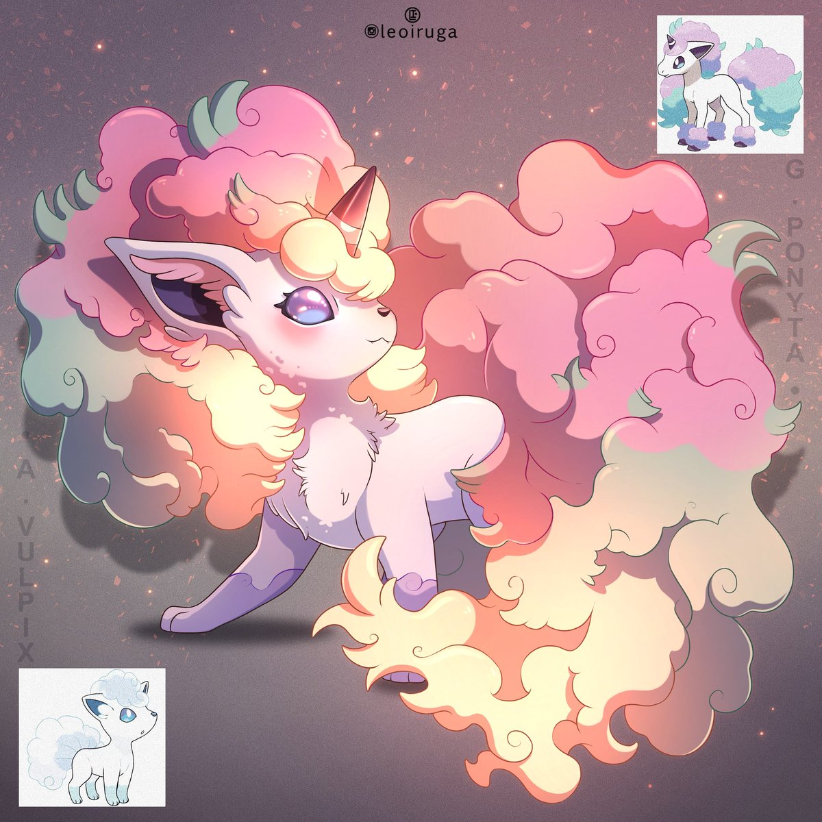Alolan Vulpix and Galarian Ponyta Fusion 💖✨